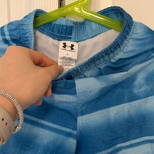 Kids Under Armour Aqua and White Striped Shorts